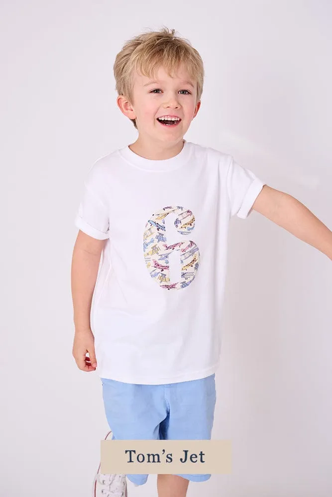 Create Your Own Personalised or Age Liberty Print White T-Shirt