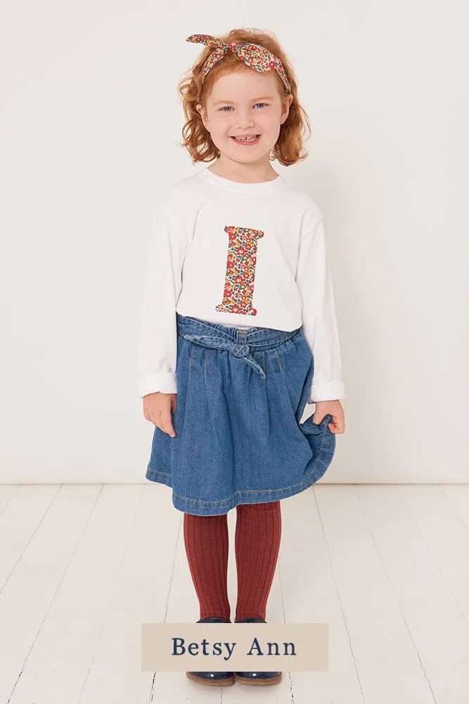 Create Your Own Personalised or Age Liberty Print White T-Shirt