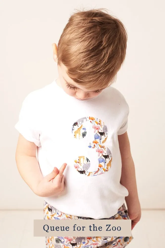Create Your Own Personalised or Age Liberty Print White T-Shirt