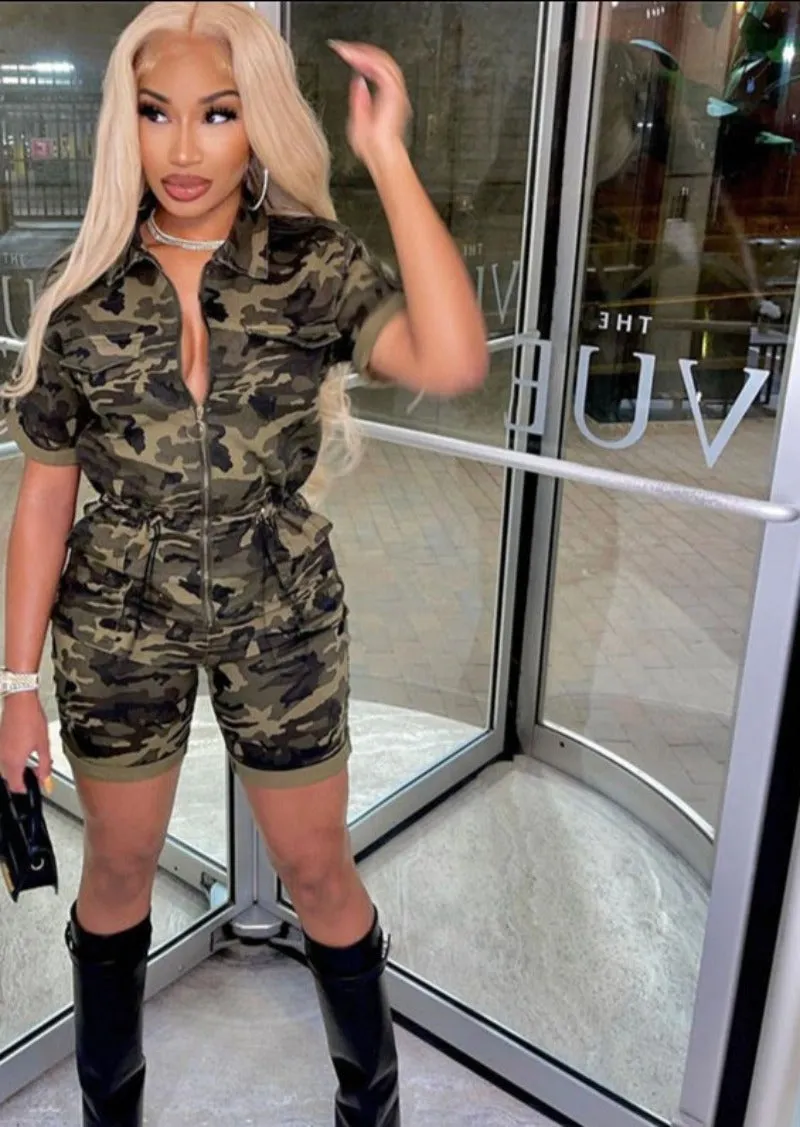 Cute Camo Plus Size Short Set