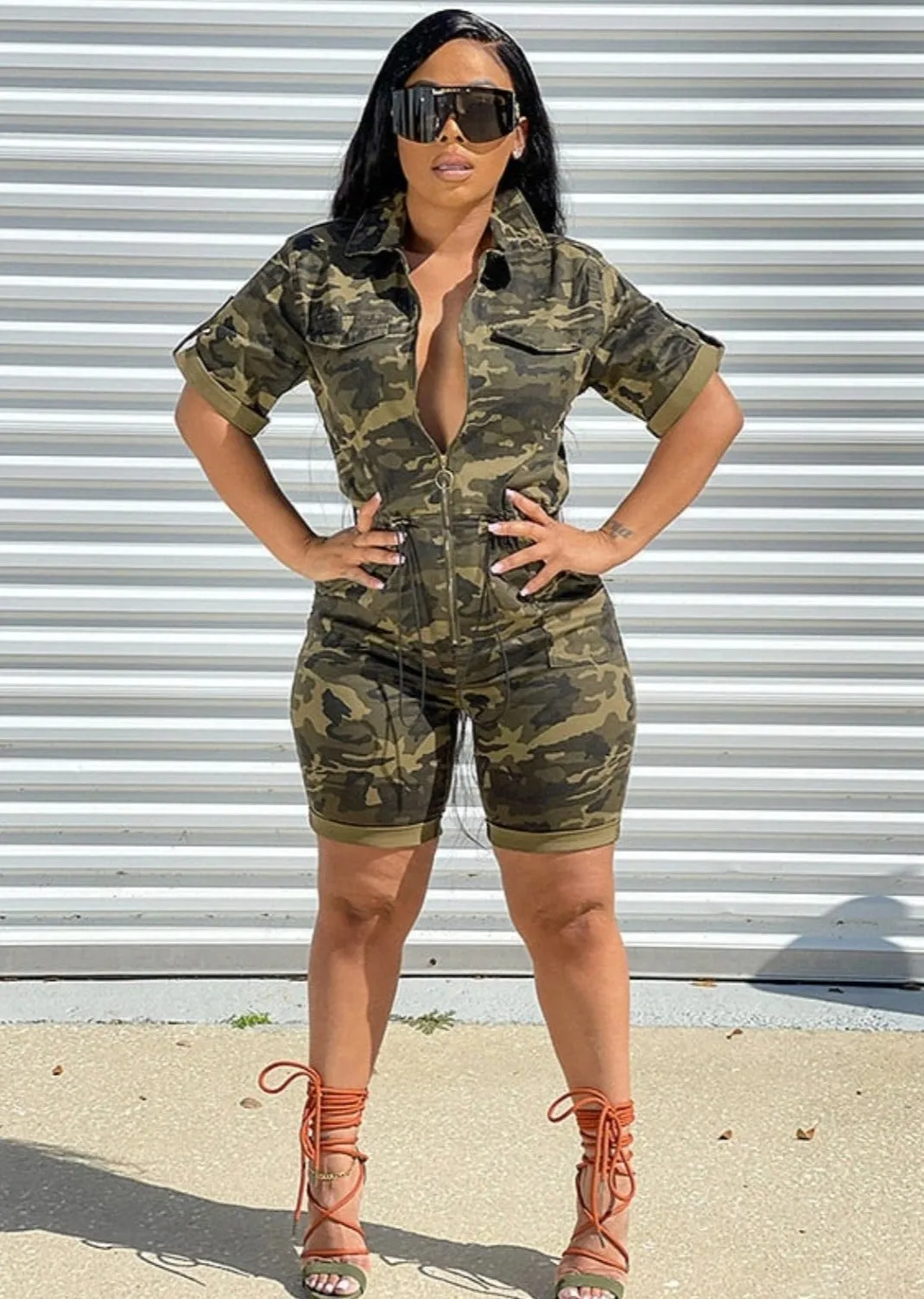 Cute Camo Plus Size Short Set