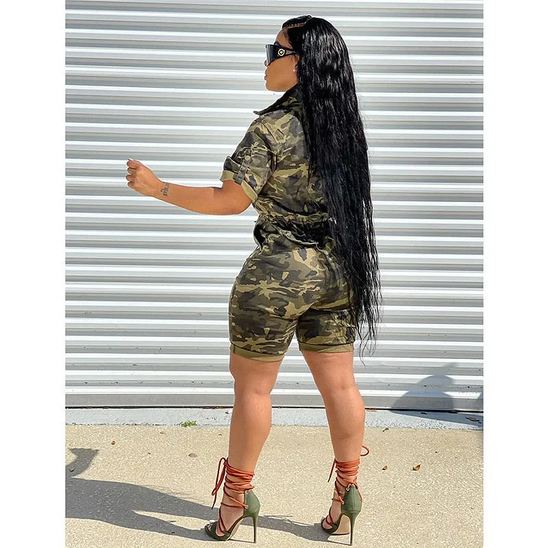 Cute Camo Plus Size Short Set