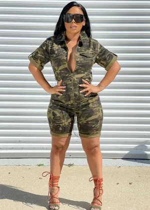 Cute Camo Plus Size Short Set