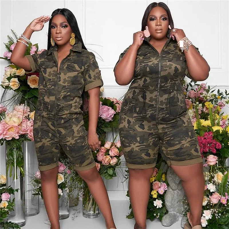 Cute Camo Plus Size Short Set