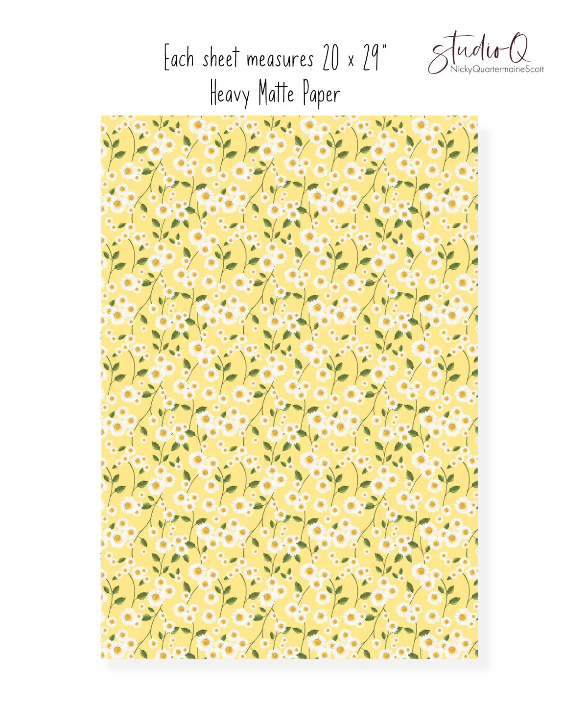 Daisy Flowers Wrapping Paper - 5 Sheets