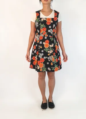 Dangerfield black-based dress with orange flower print size 10 (as new with tags)
