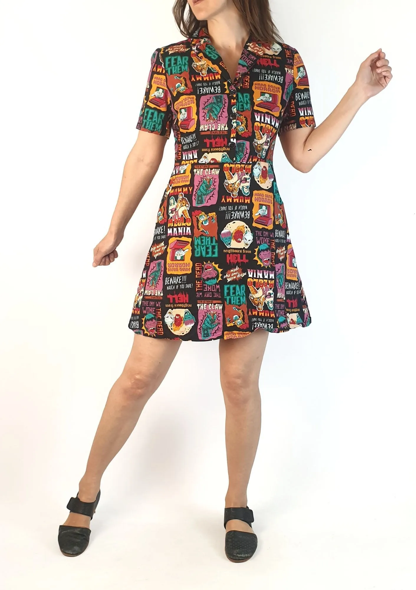 Dangerfield monster print shirt dress size 8