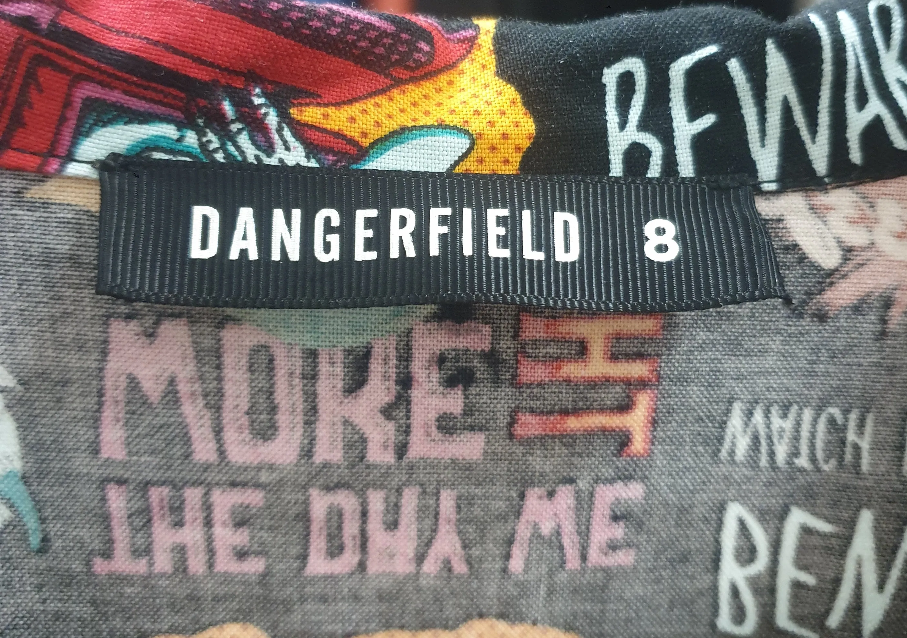 Dangerfield monster print shirt dress size 8