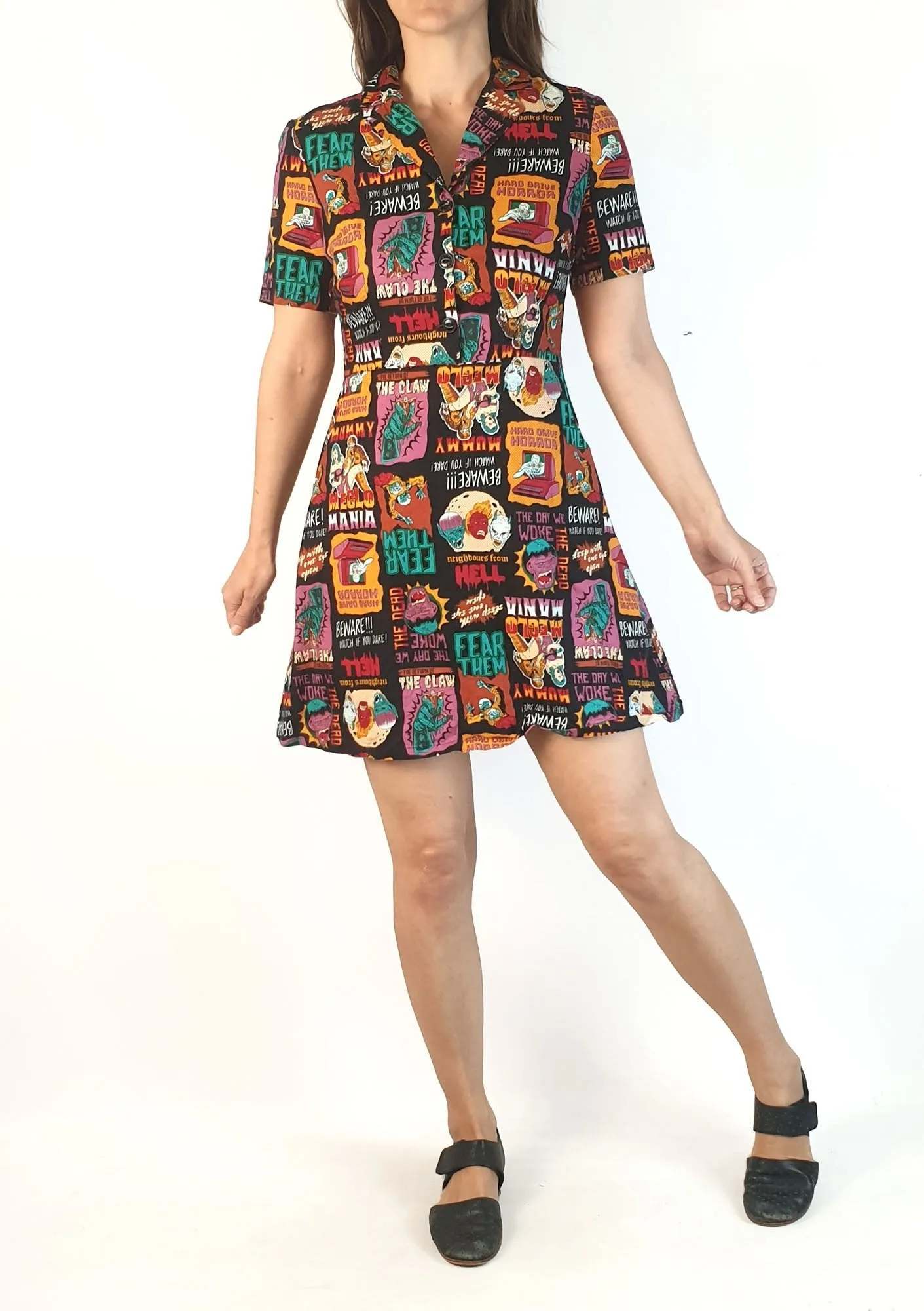 Dangerfield monster print shirt dress size 8