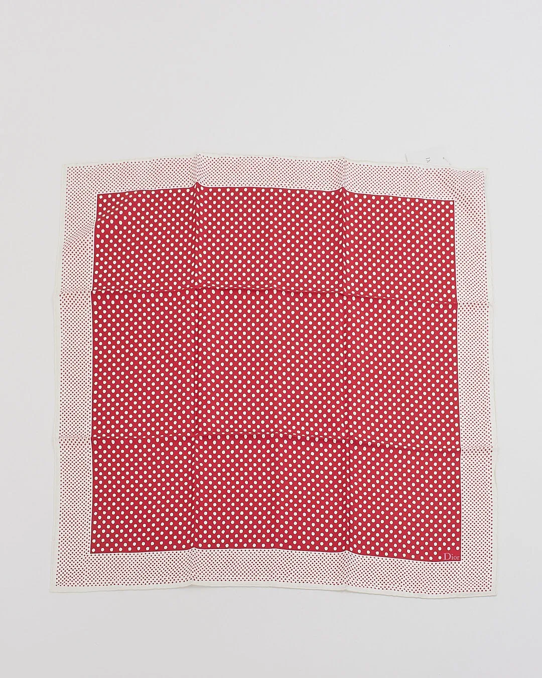 Dior Red Polka-Dot Silk Scarf