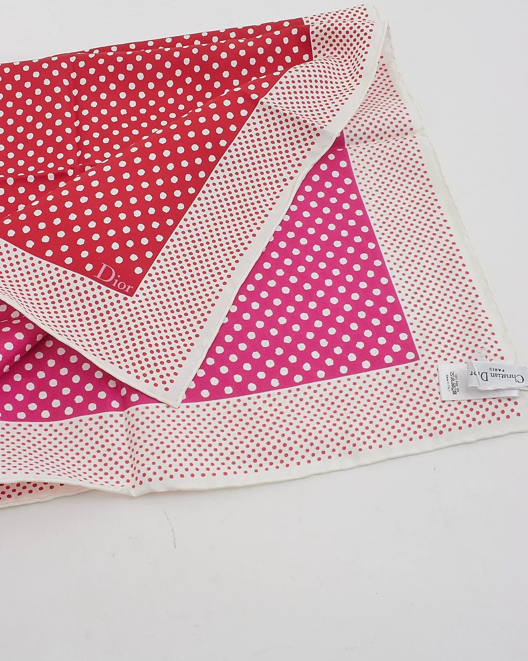 Dior Red Polka-Dot Silk Scarf