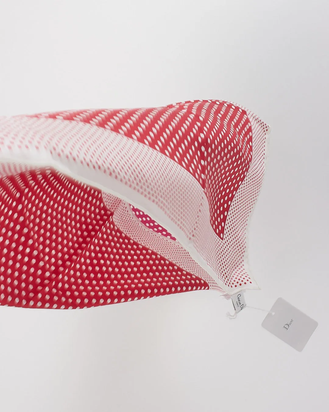 Dior Red Polka-Dot Silk Scarf