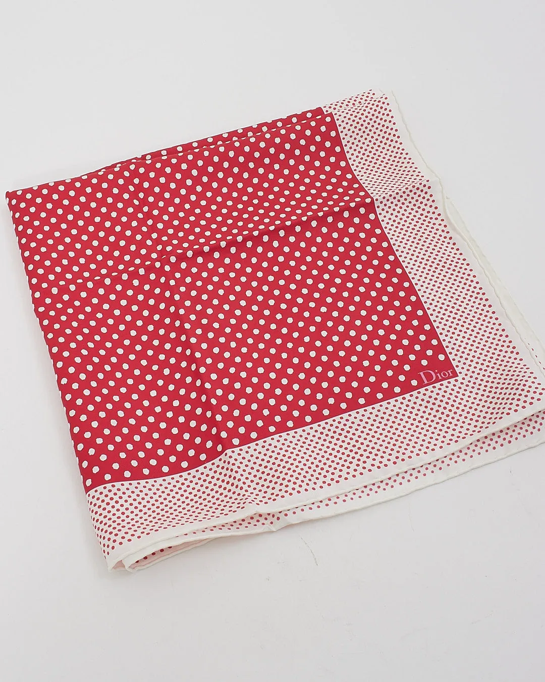 Dior Red Polka-Dot Silk Scarf