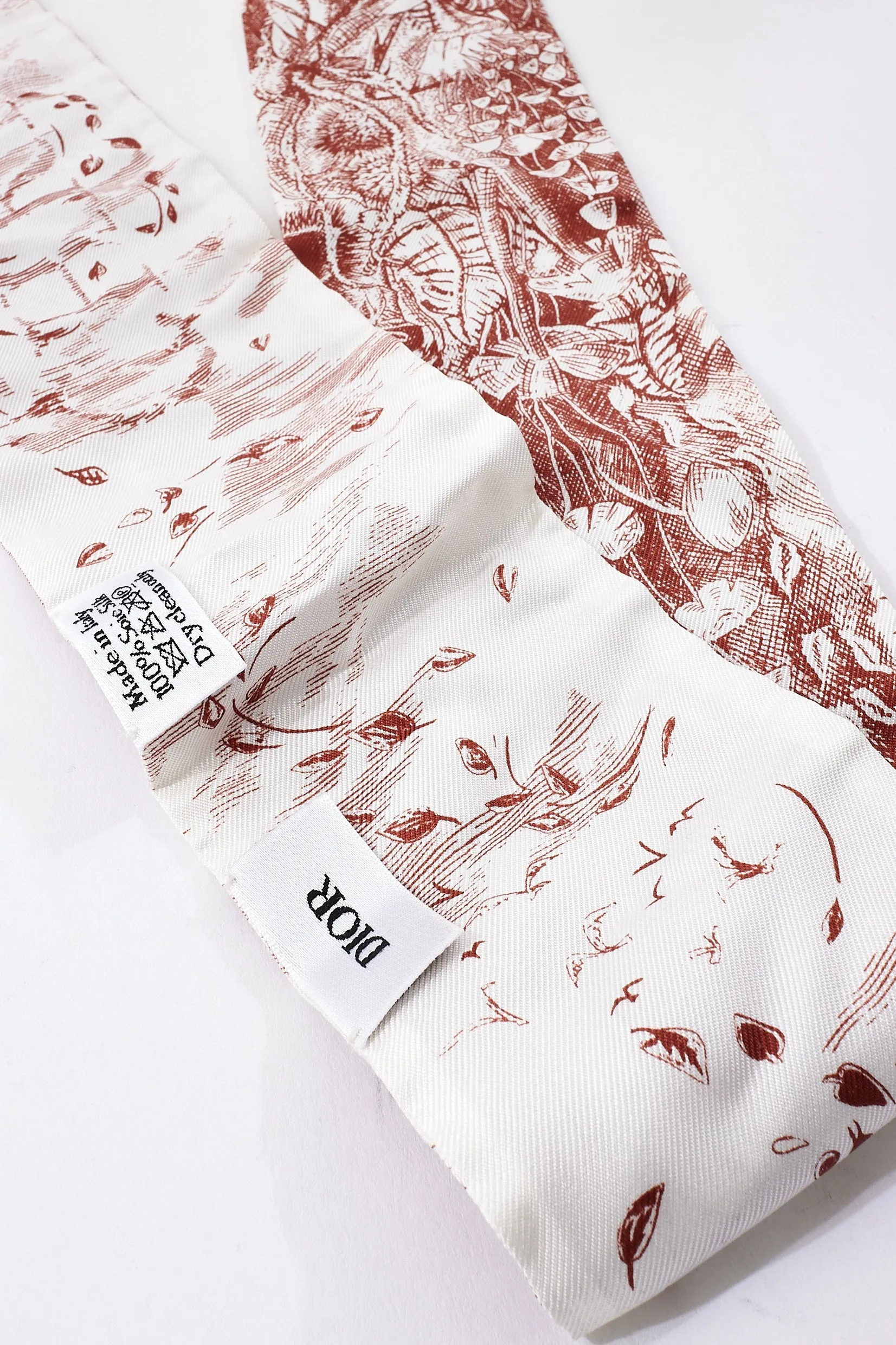 Dior White & Burgundy Toile De Joie Silk Twilly