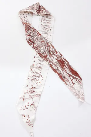 Dior White & Burgundy Toile De Joie Silk Twilly