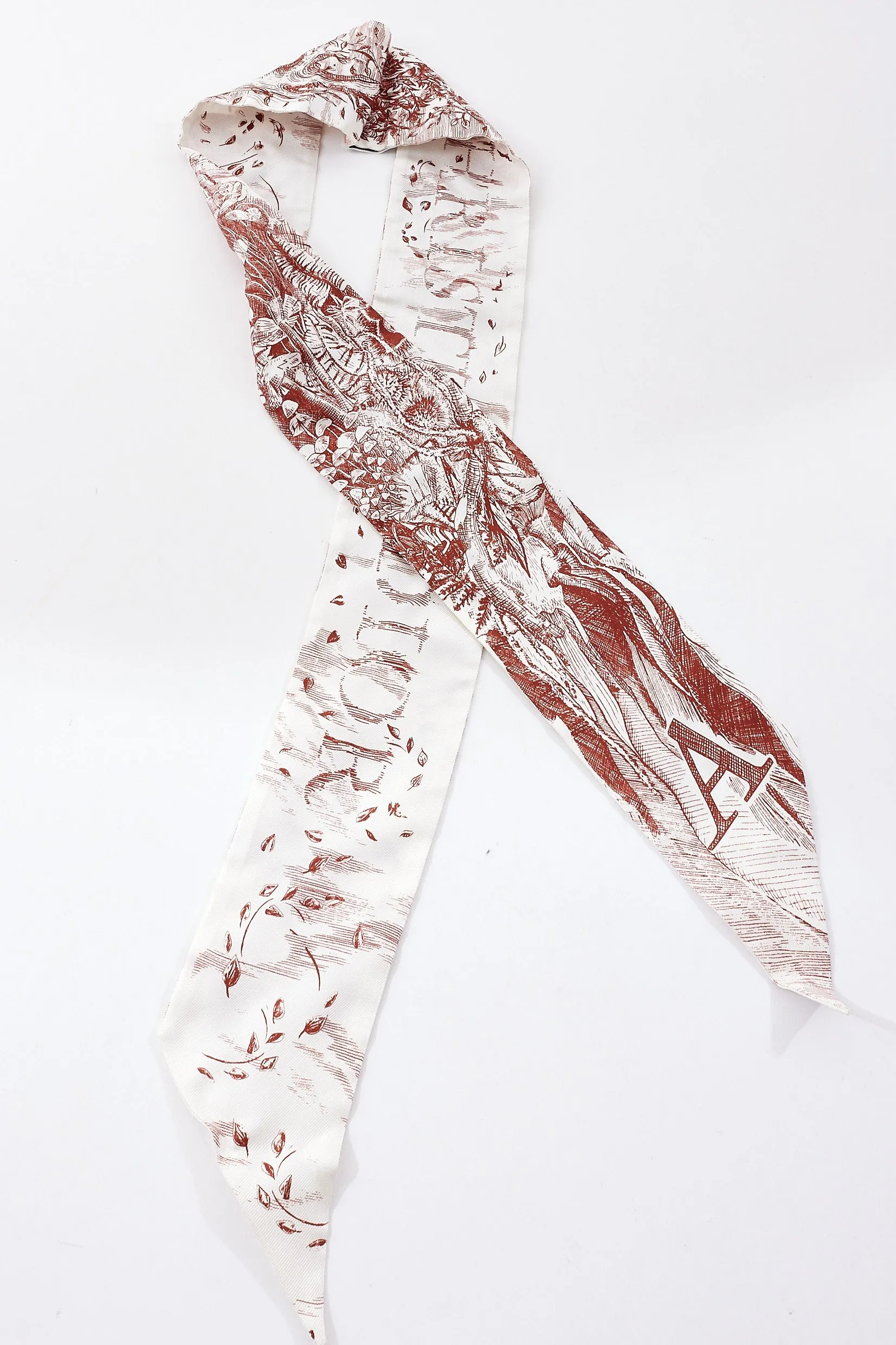 Dior White & Burgundy Toile De Joie Silk Twilly