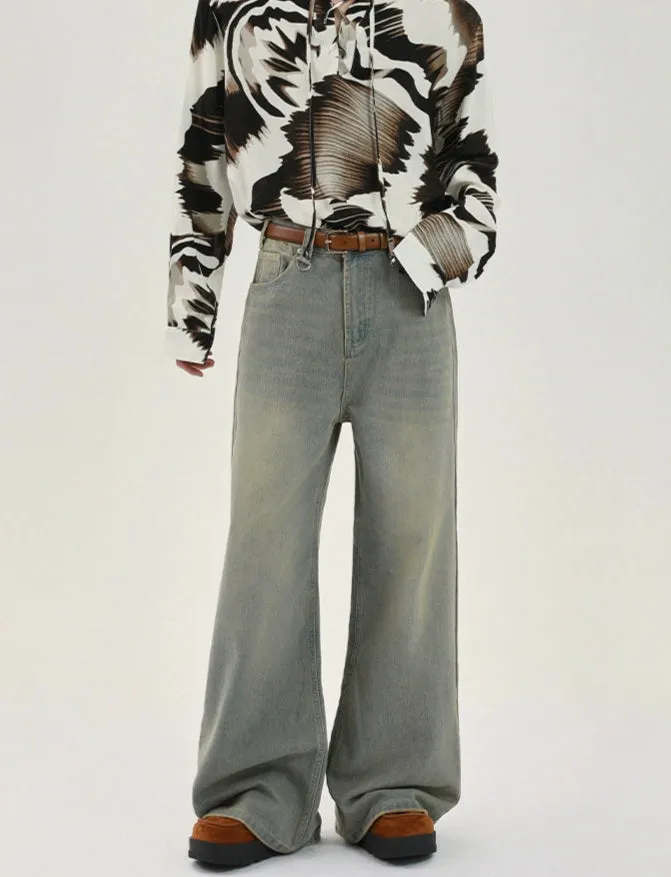 Distressed Wide-Leg Jeans