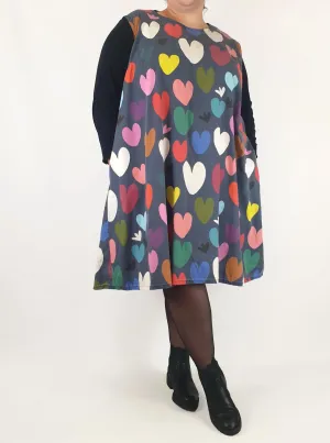 Doops navy dress with heart print size XXXL (note: significant wear)