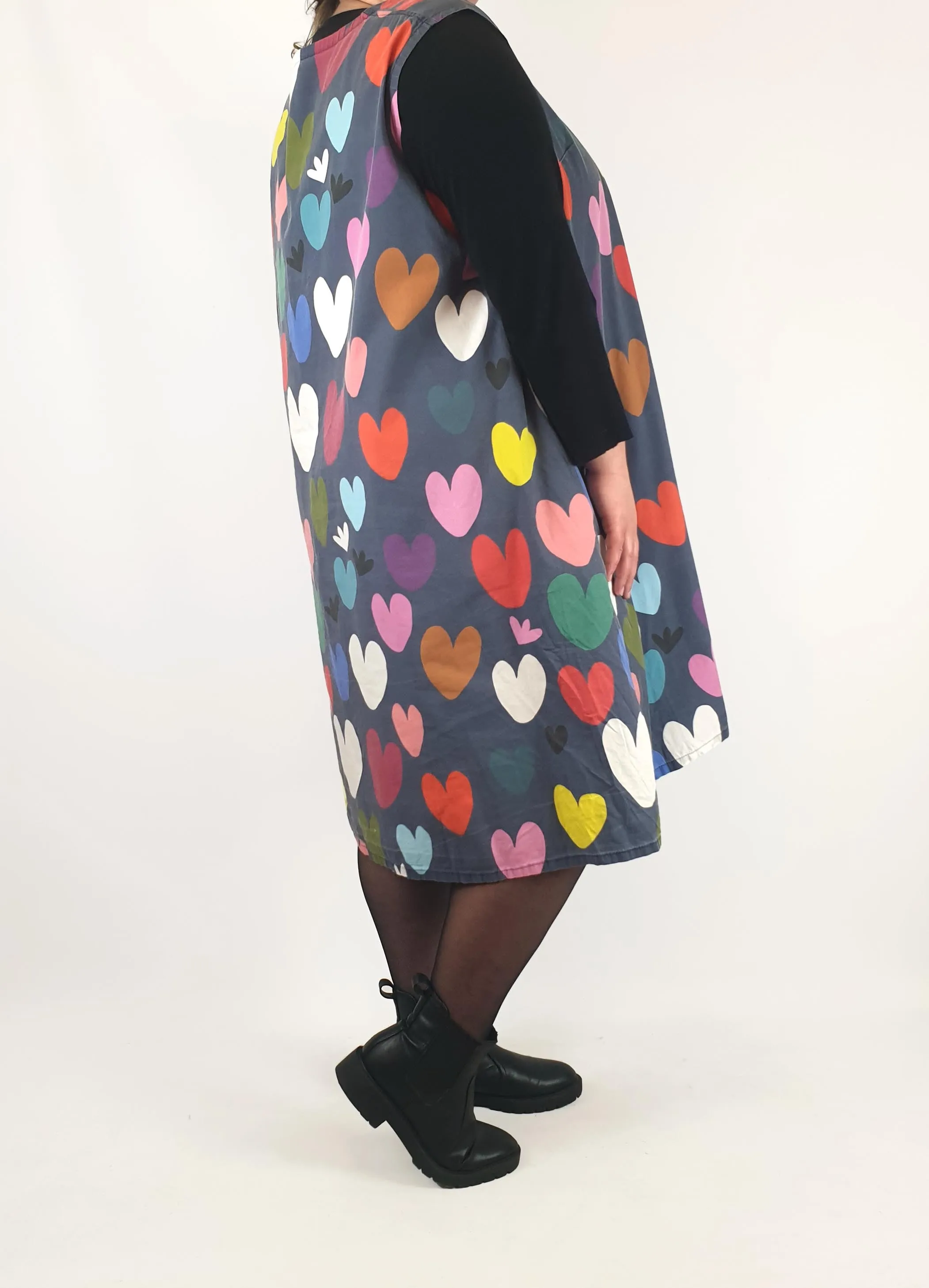 Doops navy dress with heart print size XXXL (note: significant wear)