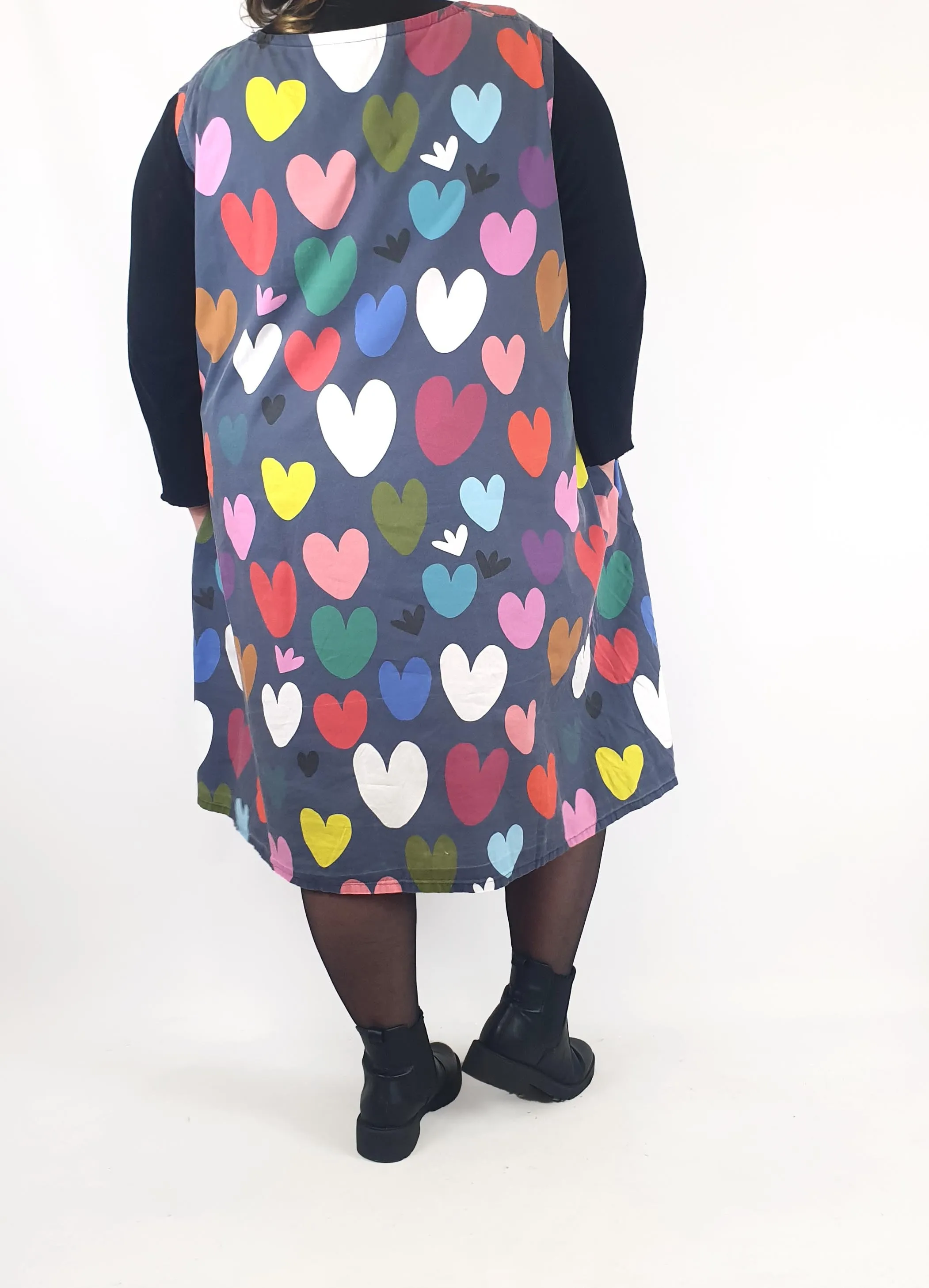 Doops navy dress with heart print size XXXL (note: significant wear)