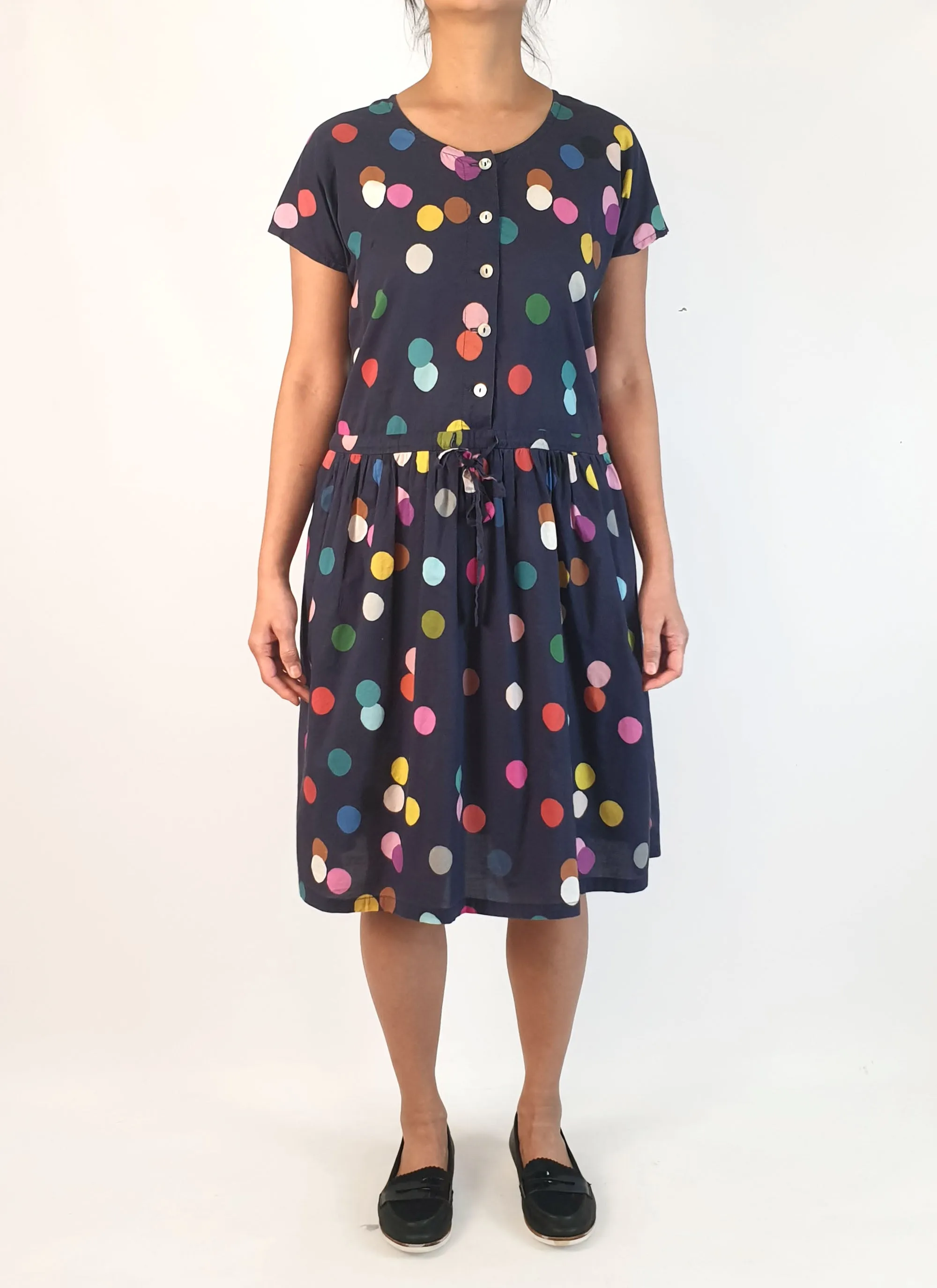 Doops navy polka dot print dress size S