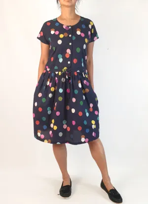 Doops navy polka dot print dress size S