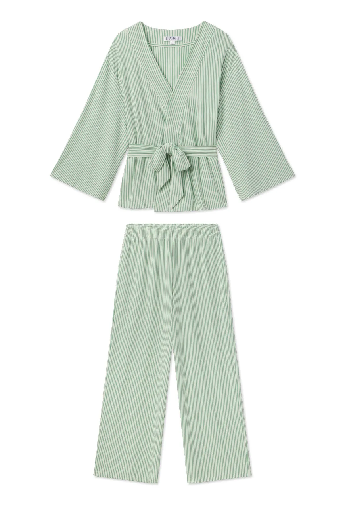 DreamModal Kimono Pajama Set in Clover Leaf Pencil Stripe