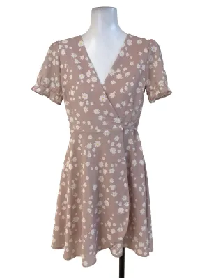 Dusty Pink Floral Wrap Dress