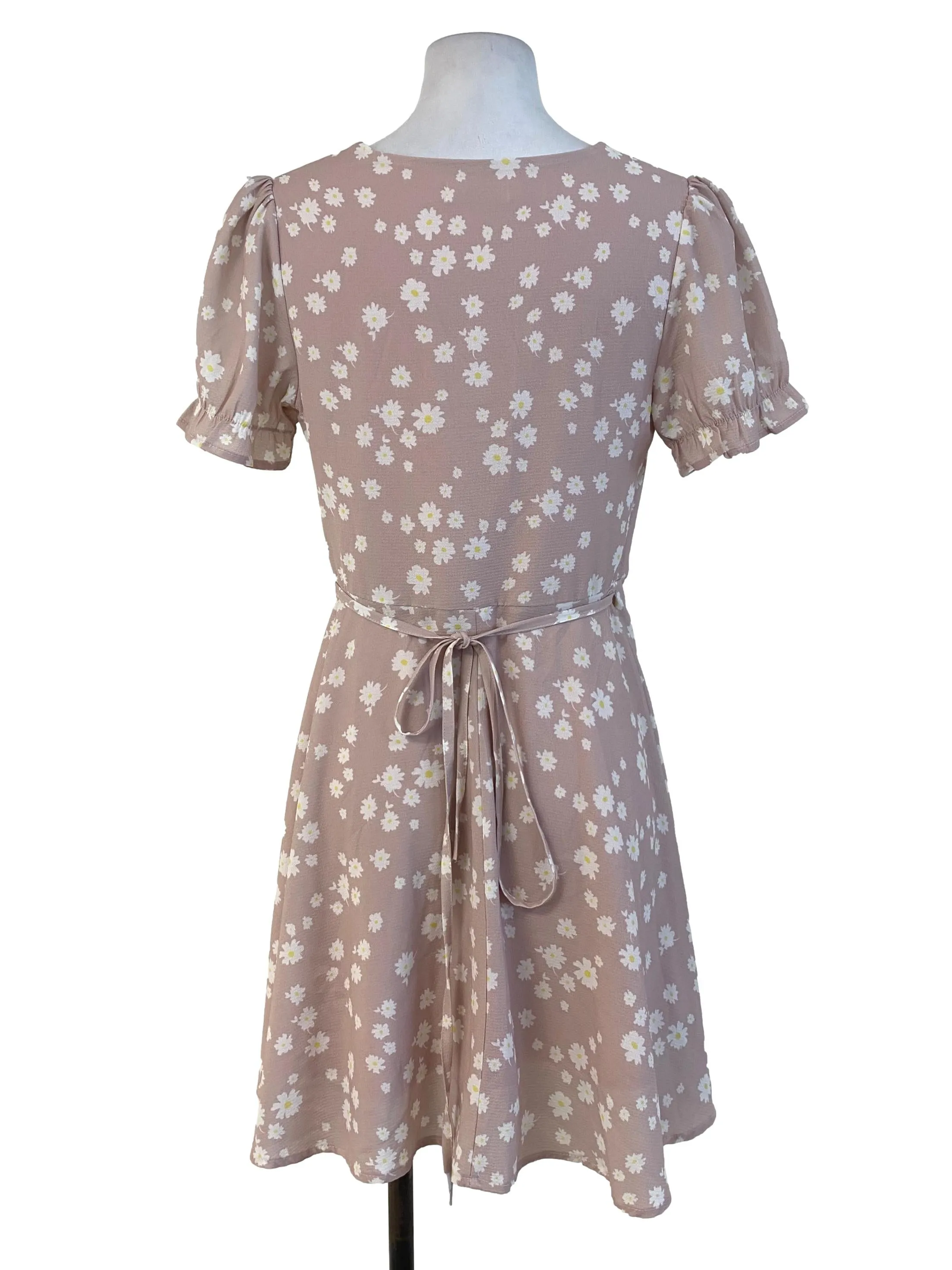 Dusty Pink Floral Wrap Dress