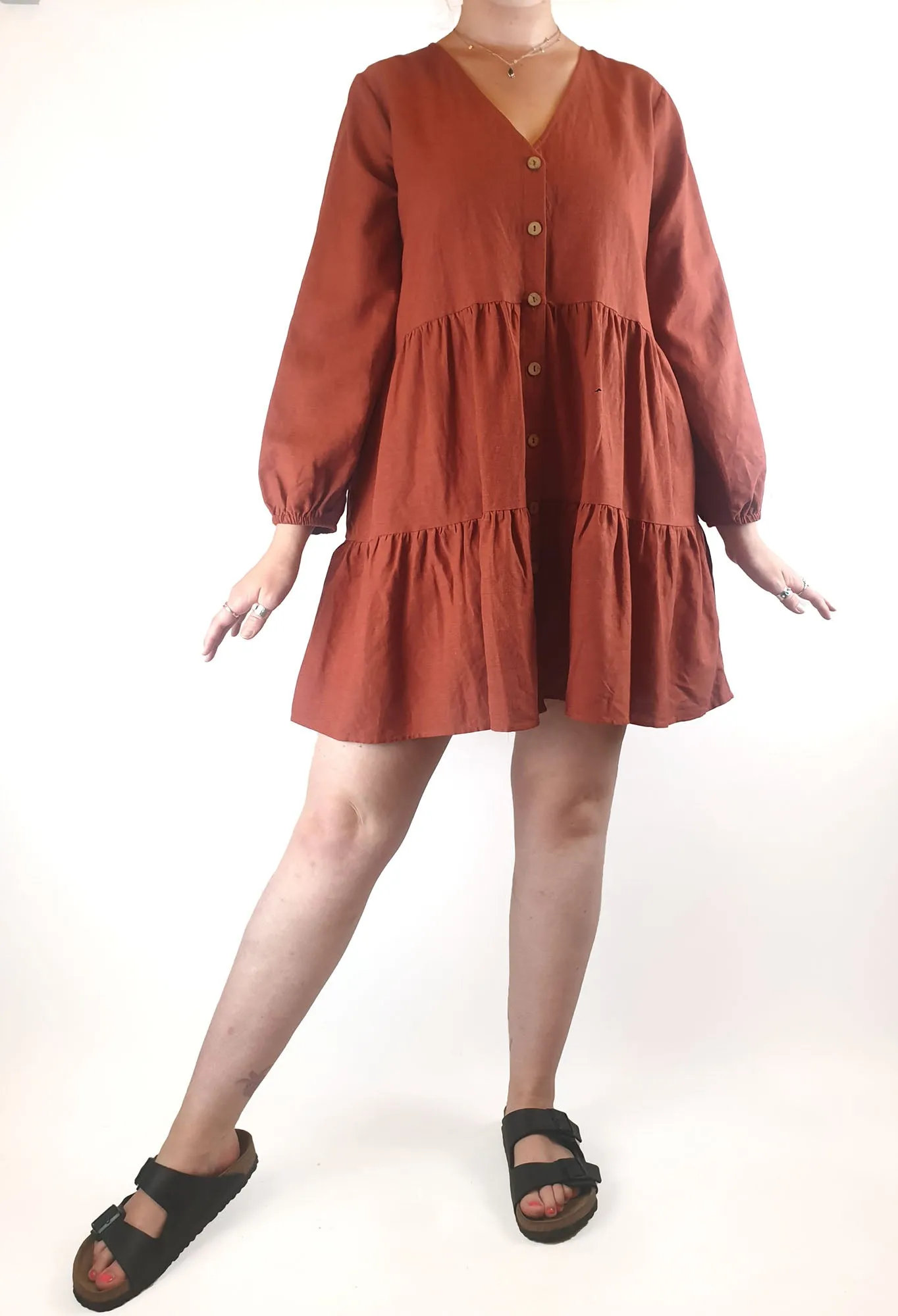 Ebby and I deep orange long sleeve dress size SM (best fits 12)