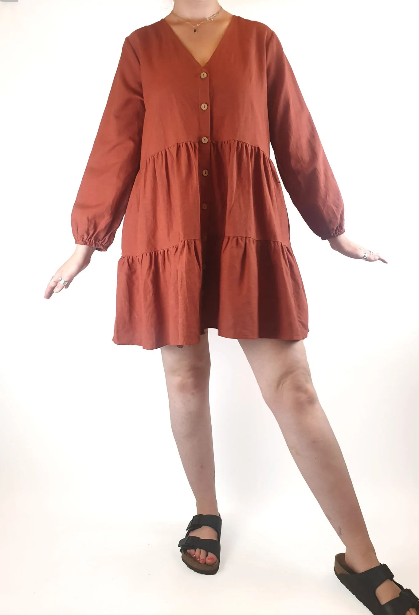 Ebby and I deep orange long sleeve dress size SM (best fits 12)