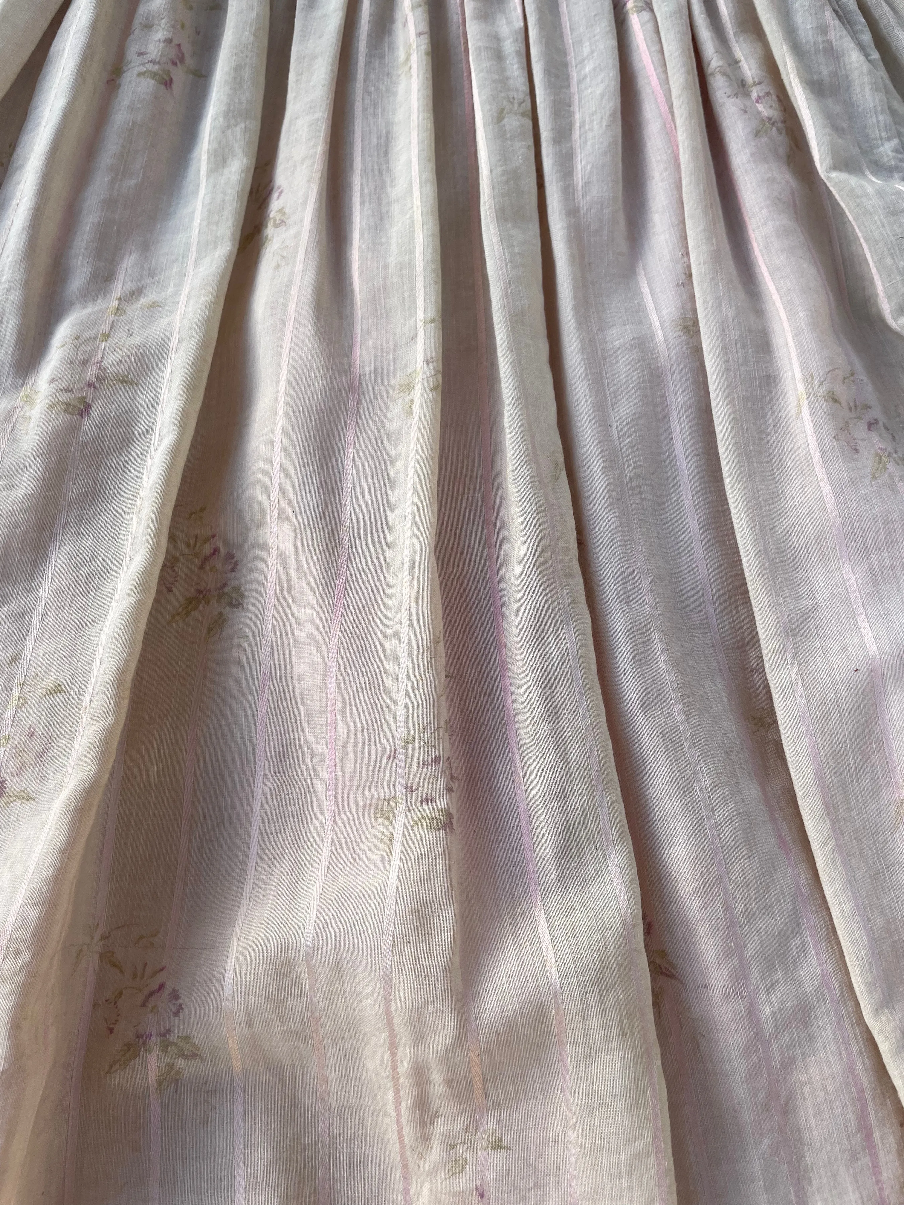 Edwardian Fine Printed Cotton Muslin Pouf Sleeve Dress