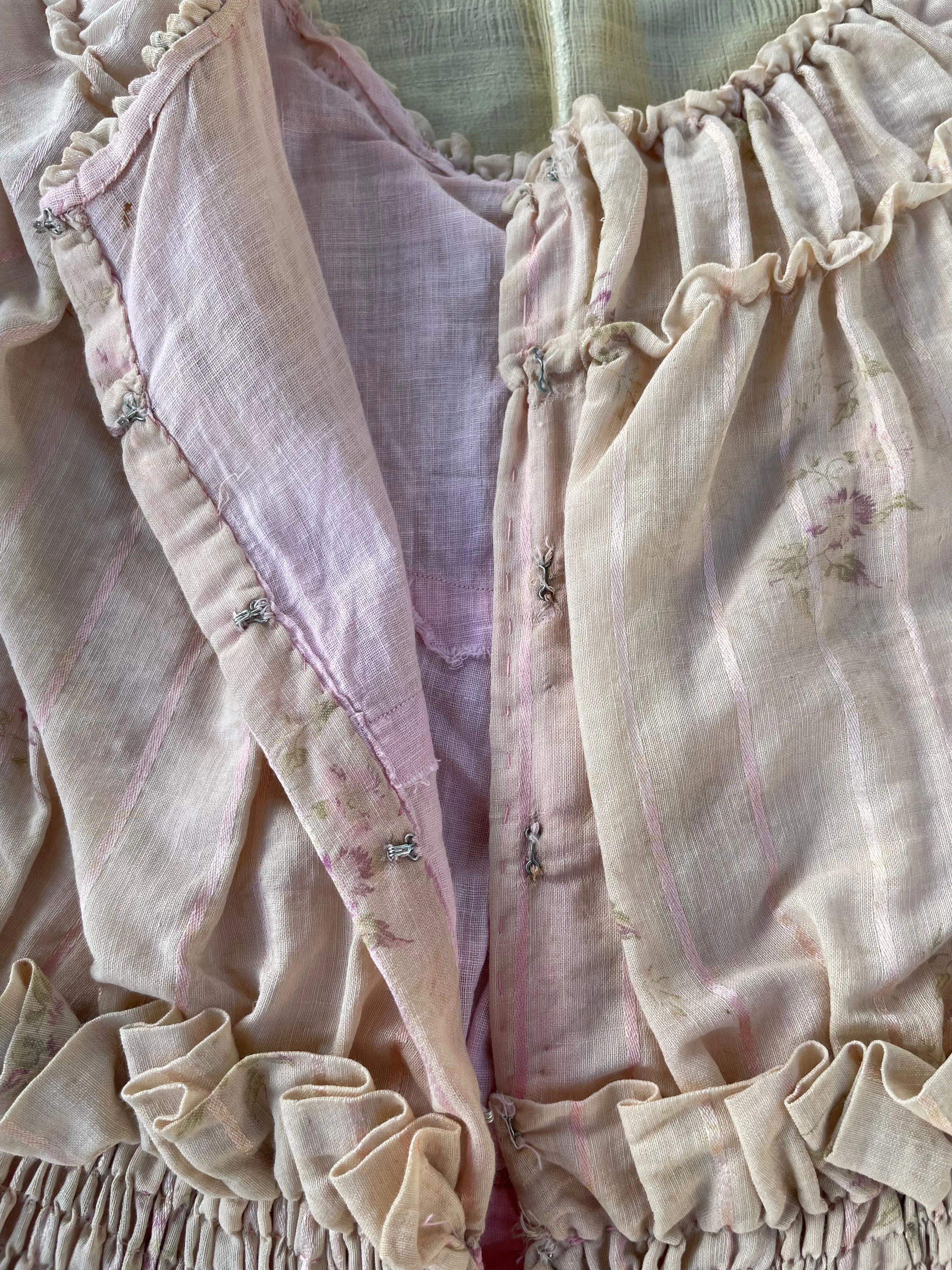 Edwardian Fine Printed Cotton Muslin Pouf Sleeve Dress