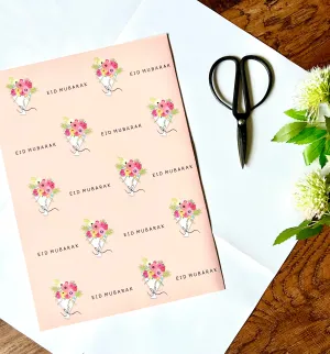 Eid Mubarak Gift Wrap Flower Bouquets Peach - GW 05