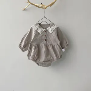 Elegant Lace Collar One Piece Baby Romper 7M-24M