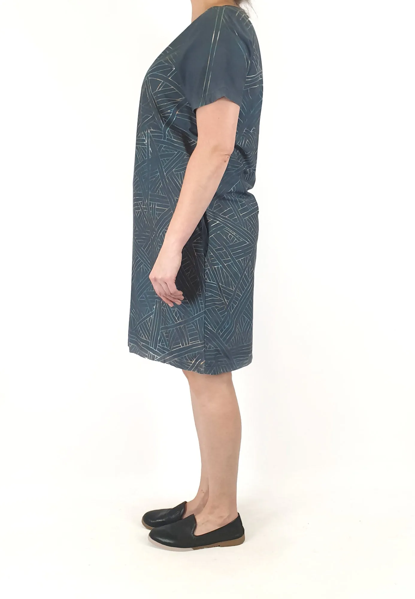 Elk grey blue dress with unique print size L