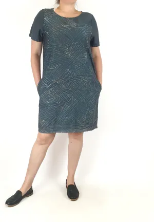 Elk grey blue dress with unique print size L