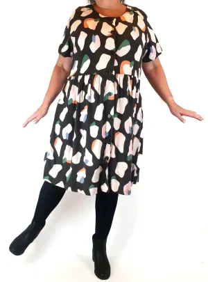 Elm colourful print tee shirt style dress size 18