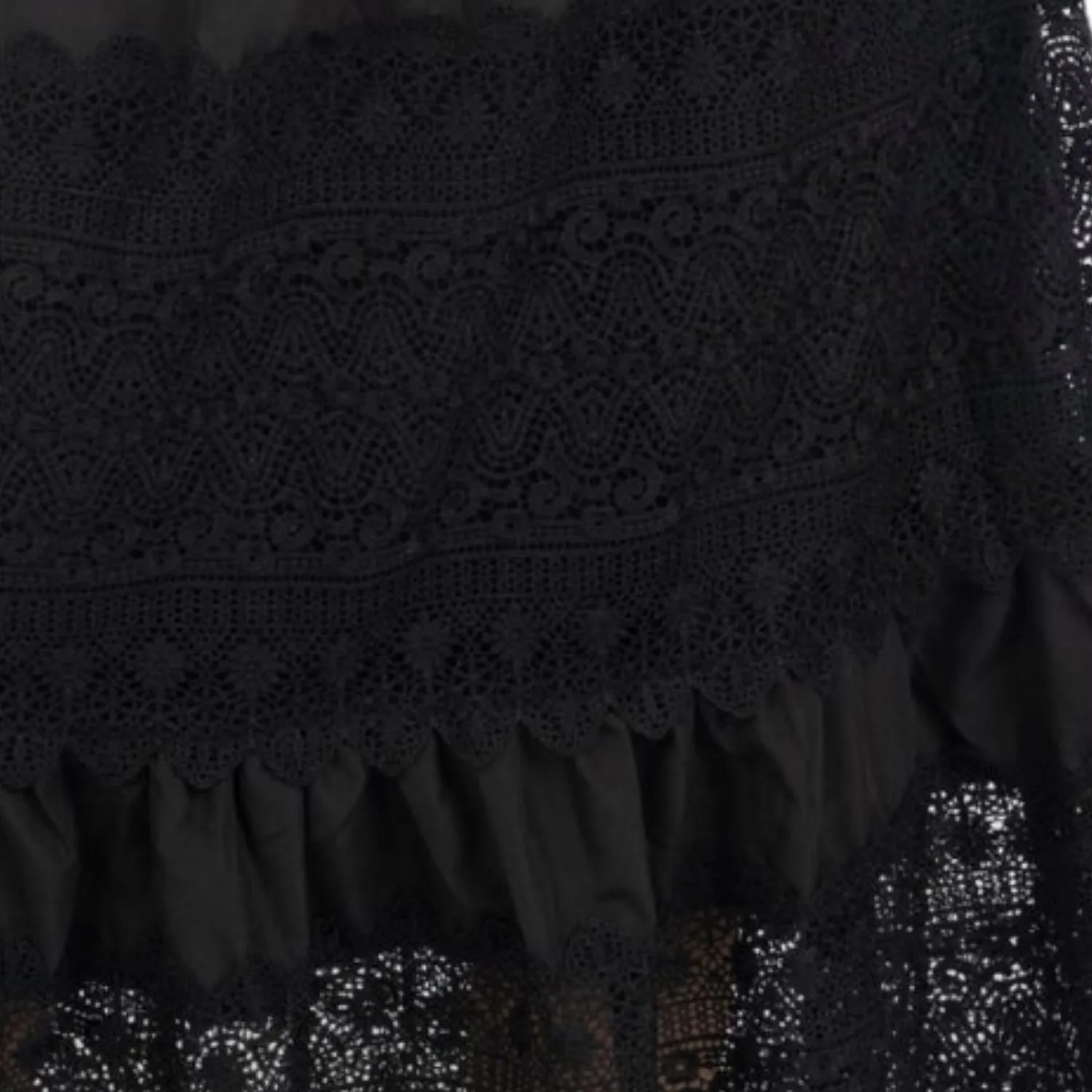 Emily Guipure Lace Top & Maxi Skirt Set In Black