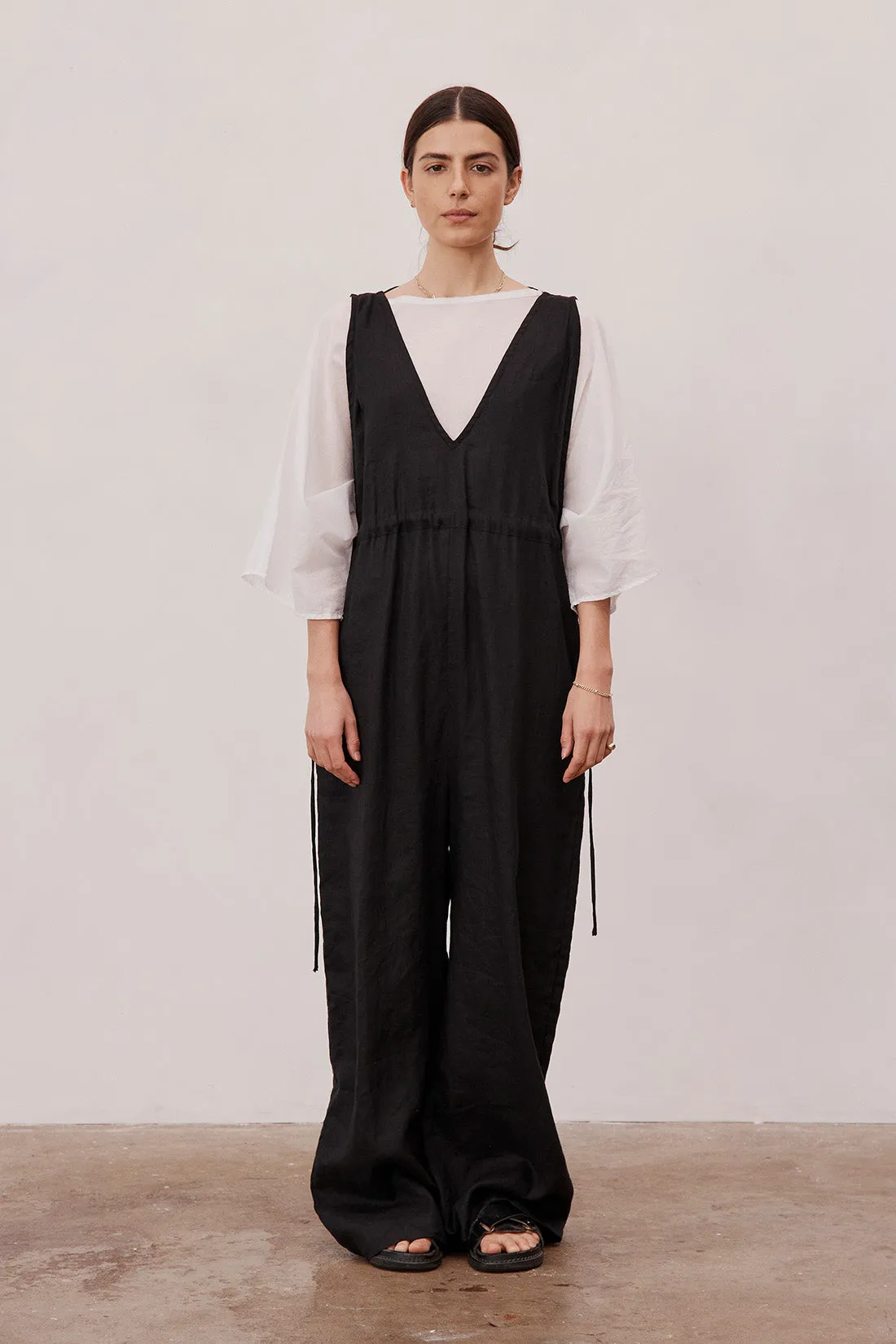 Emma Linen Jumpsuit Black