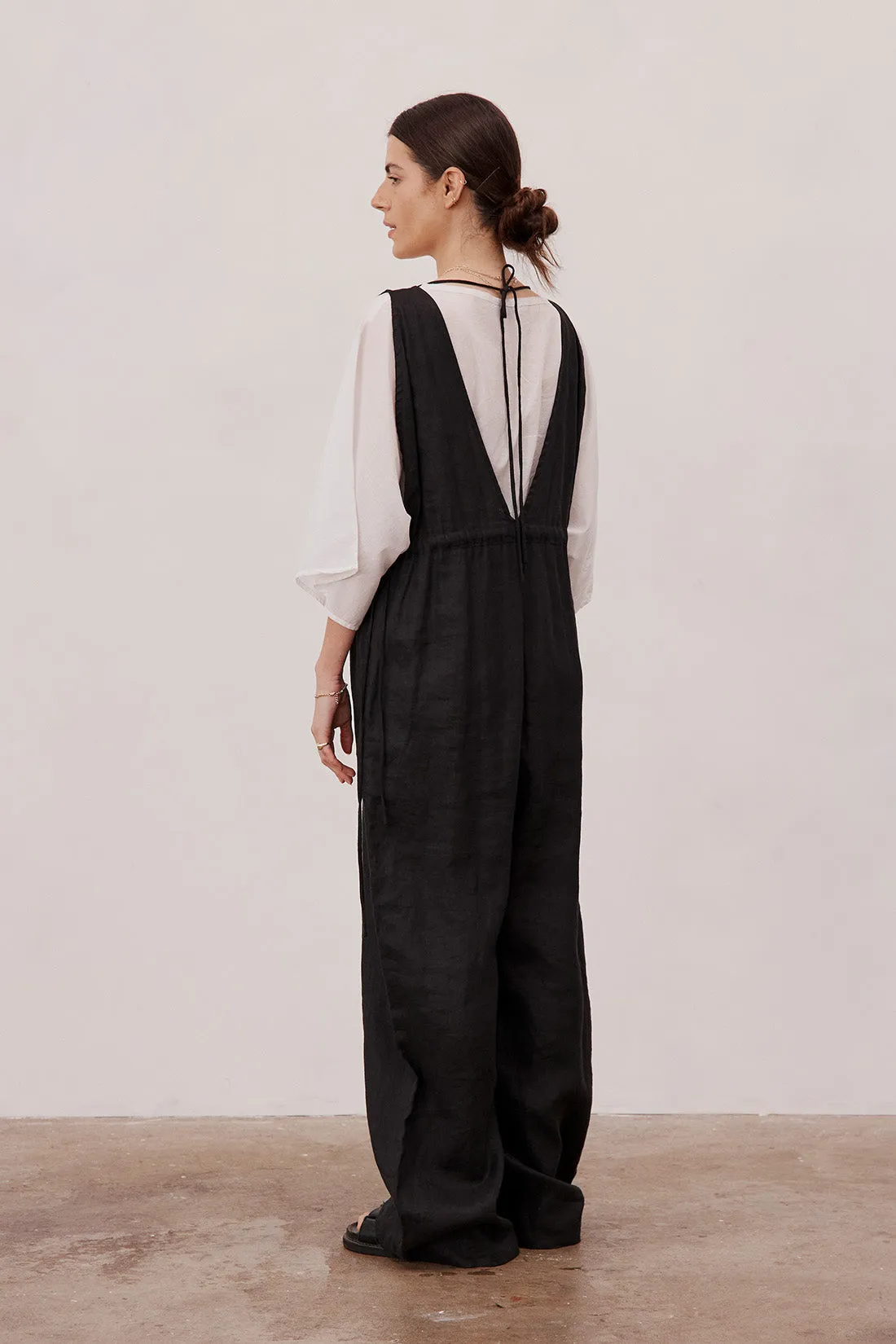 Emma Linen Jumpsuit Black
