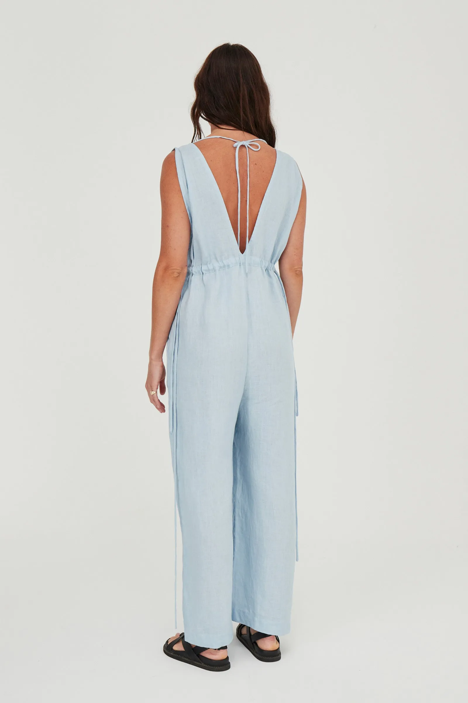 Emma Linen Jumpsuit Sky Blue
