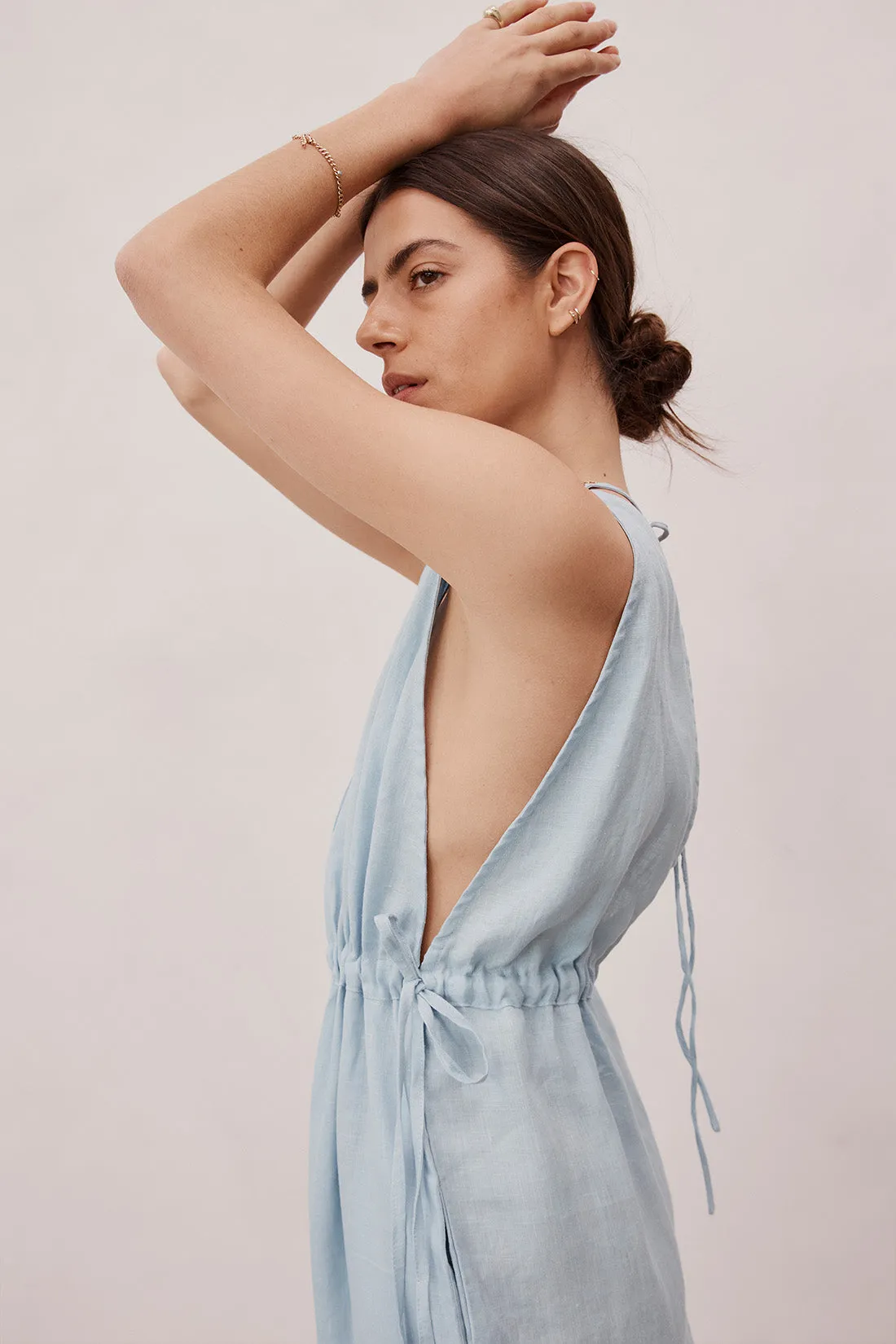 Emma Linen Jumpsuit Sky Blue