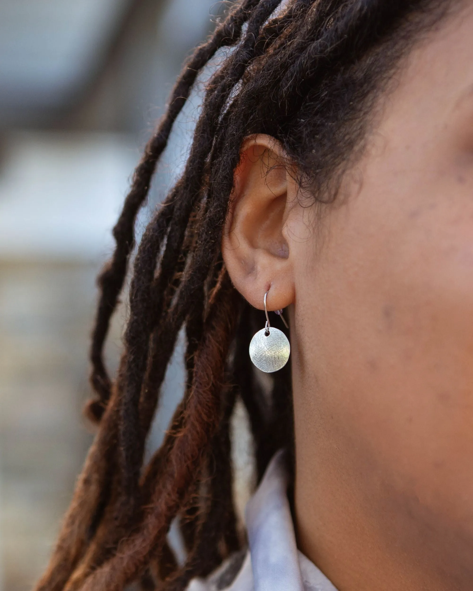 Etched Brushstroke Earrings - Coins