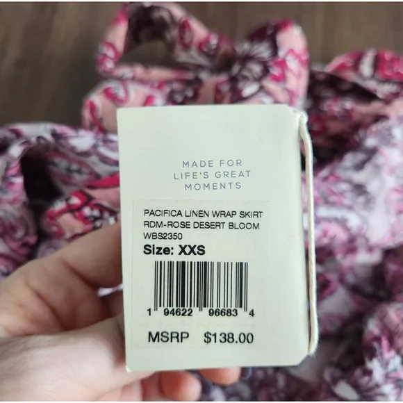 FAHERTY Pacifica Linen Wrap Midi Skirt In Rose Desert Bloom XXS