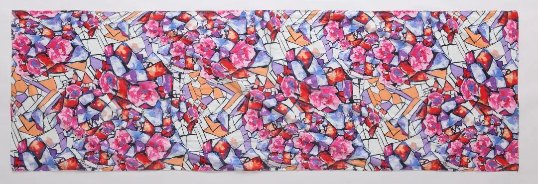 Fall Color Scarf, Lightweight Cotton scarf, Abstract Print Cotton Scarf, Oblong Cotton Scarf, Mother's Day Gift