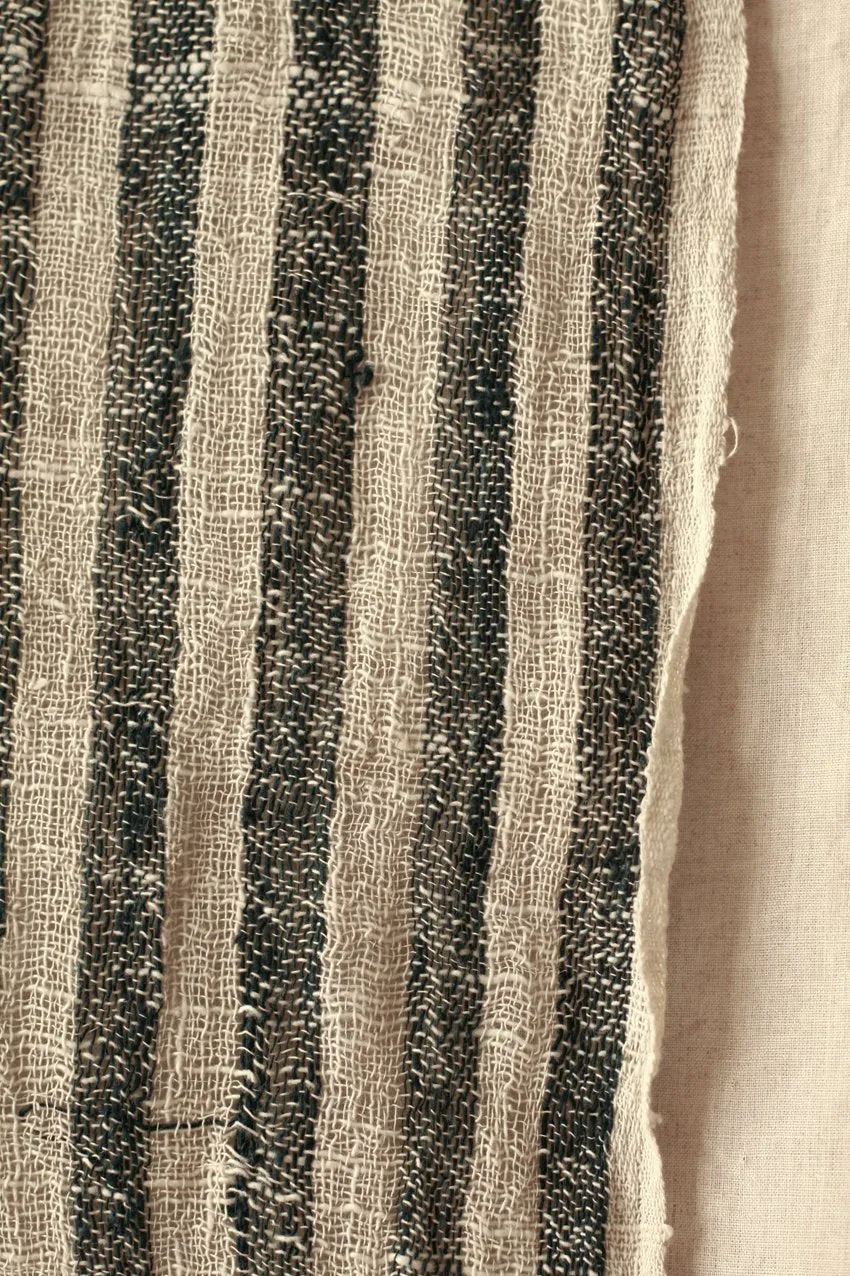 Fatima Hand-loomed Raw Cotton Scarf, Black
