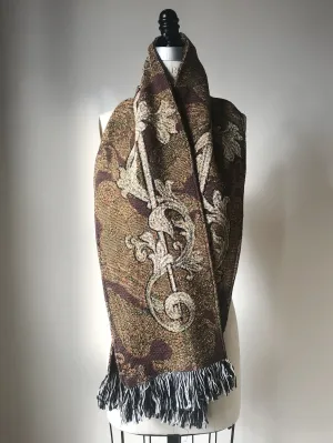 flemish engraving scarf brown/gold