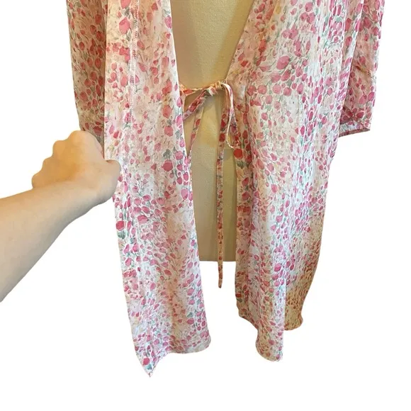 Flora Nikrooz Floral Printed Chiffon Wrap Robe &amp; Shorts Intimates Set