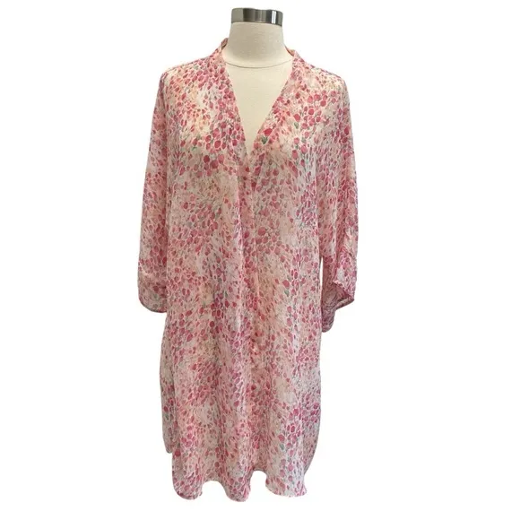 Flora Nikrooz Floral Printed Chiffon Wrap Robe &amp; Shorts Intimates Set